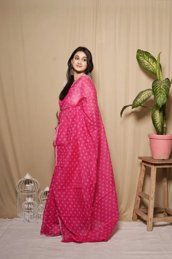 Vibrant_Pink_Handloom_Chanderi_Cotton_Printed_Saree_With_Unstitched_Blouse_Piece_|_For_Women