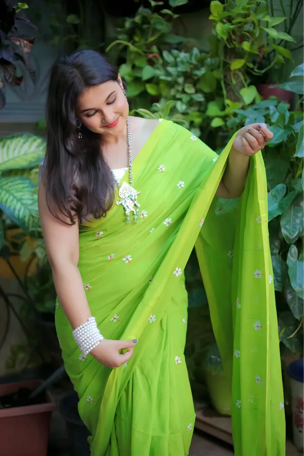 Green_Cotton_Printed_Saree_With_Unstitched_Blouse_Piece_|_For_Women