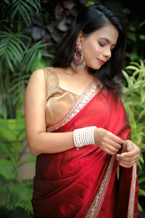 Maroon_Georgette_Border_Embroidered_Saree_With_Unstitched_Blouse_Piece_|_For_Women