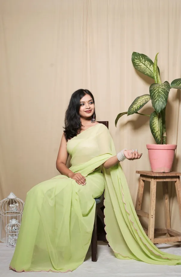 Mint_Green_Faux_Georgette_Solid_Saree_With_Unstitched_Blouse_Piece_|_For_Women