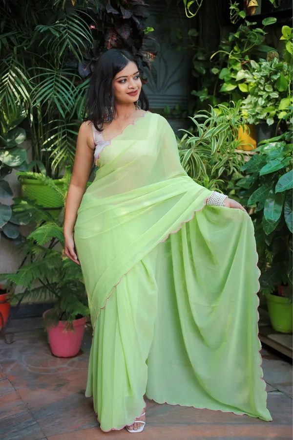 Mint_Green_Faux_Georgette_Solid_Saree_With_Unstitched_Blouse_Piece_|_For_Women