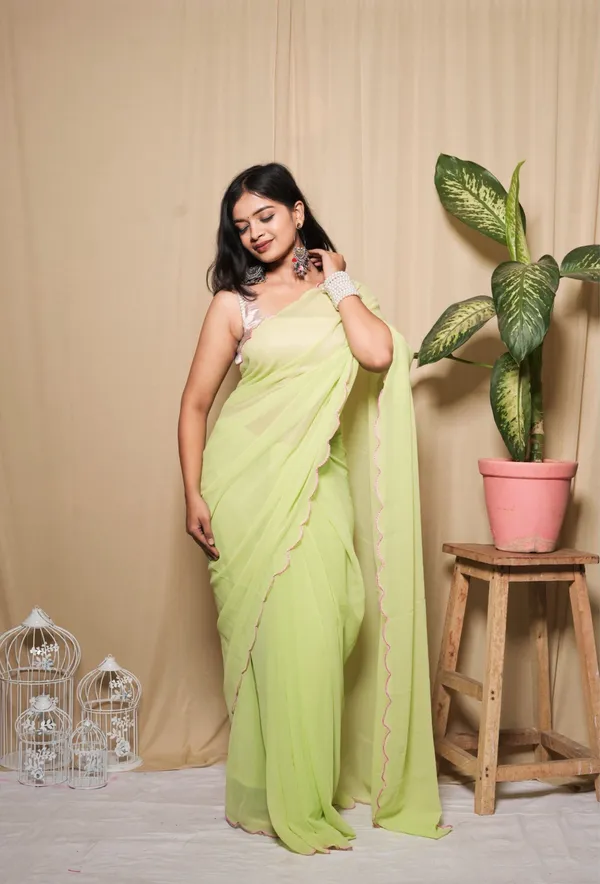 Mint_Green_Faux_Georgette_Solid_Saree_With_Unstitched_Blouse_Piece_|_For_Women