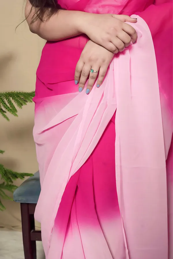 Pink_Georgette_Solid_Saree_With_Unstitched_Blouse_Piece_|_For_Women