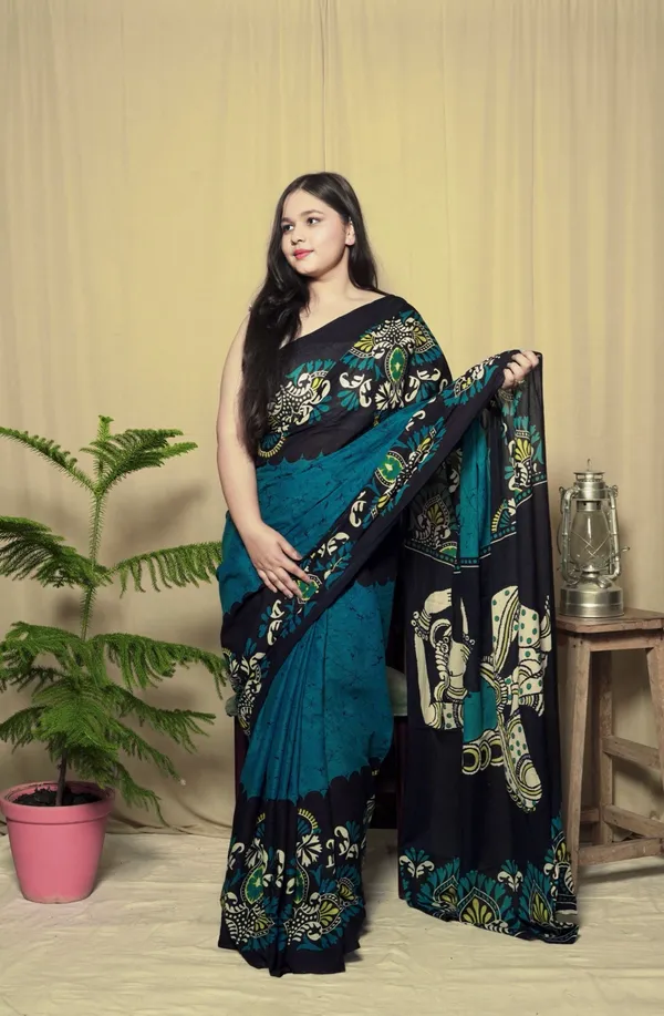Multicolor_Mulmul_Cotton_Printed_Saree_With_Unstitched_Blouse_Piece_|_For_Women