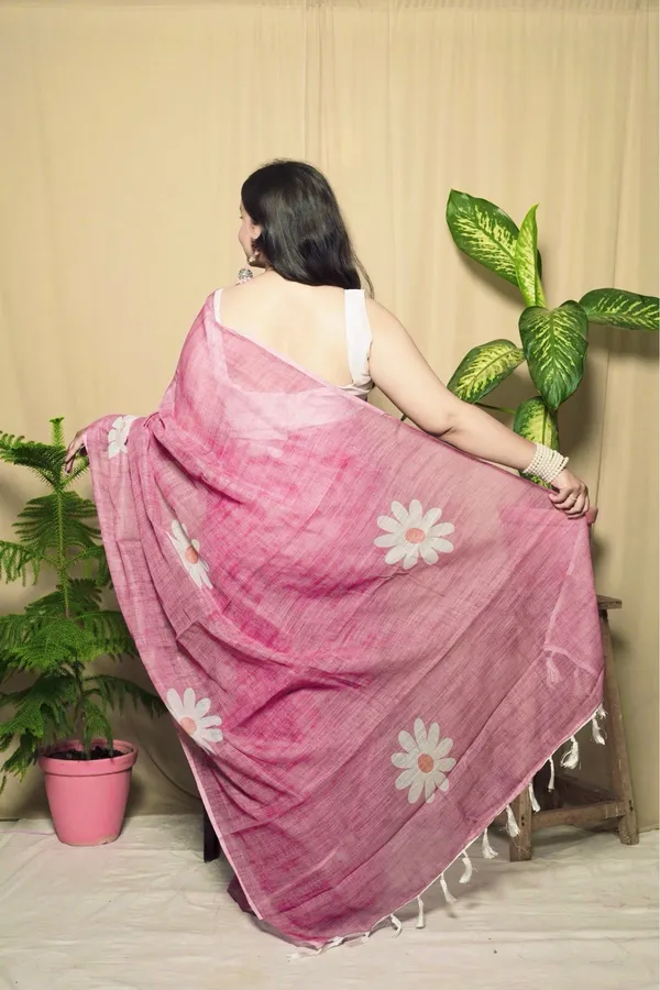 Pink_Litchi_Silk_Floral_Printed_Saree_With_Unstitched_Blouse_Piece_|_For_Women