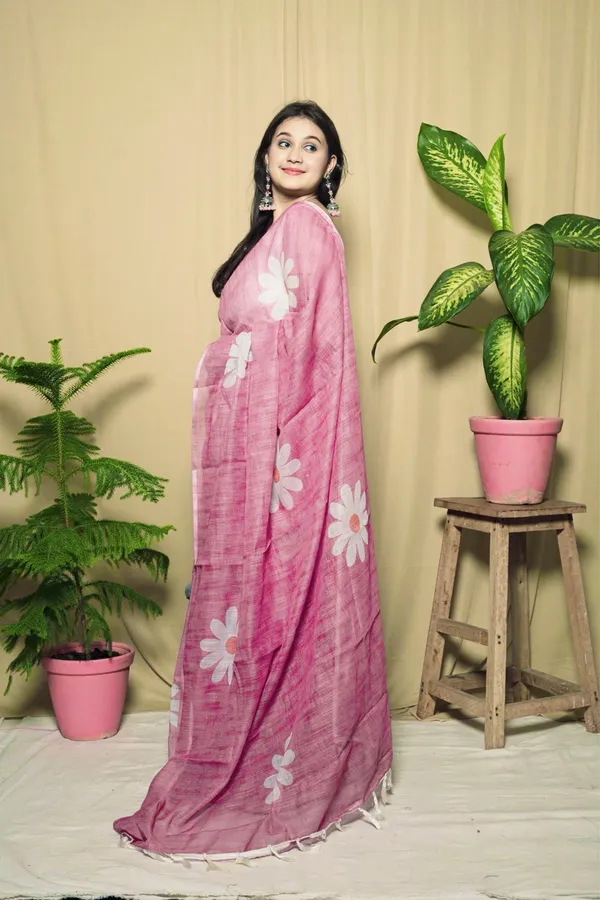 Pink_Litchi_Silk_Floral_Printed_Saree_With_Unstitched_Blouse_Piece_|_For_Women
