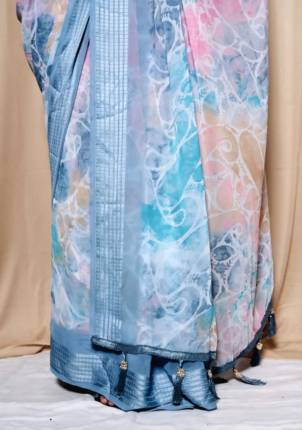 Blue_Georgette_Printed_Saree_With_Unstitched_Blouse_Piece_|_For_Women