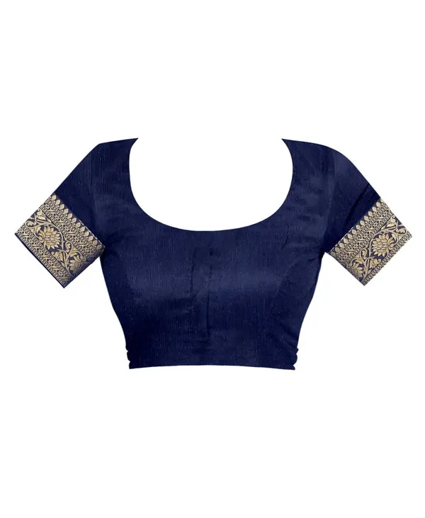 Navy_Blue_Banarasi_Silk_Saree_with_Unstitched_Blouse_Piece