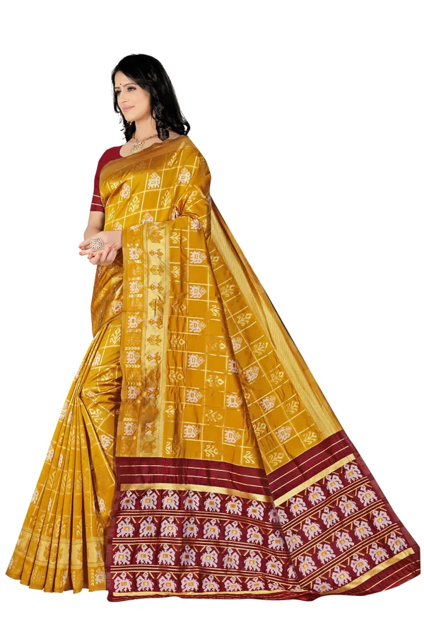 Yellow_Banarasi_Silk_Saree_with_Unstitched_Blouse_Piece