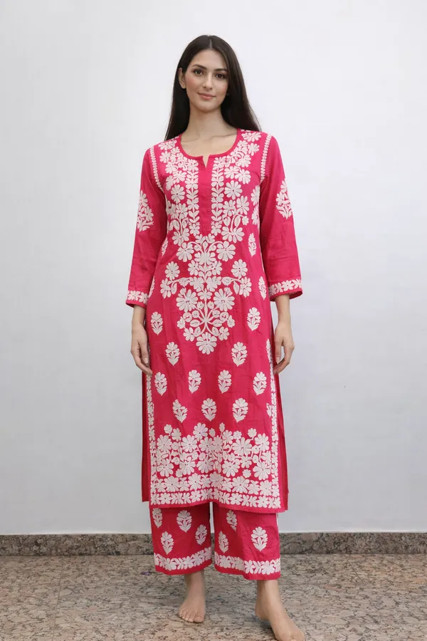 PINK__Premium_Chikankari_Modal_Suit_With_Thread_Work_For_Women