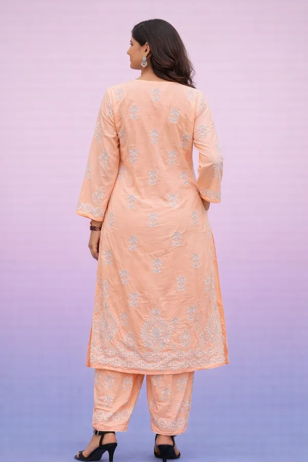 Peach_Premium_Chikankari_Modal_Suit_With_Thread_Work_For_Women