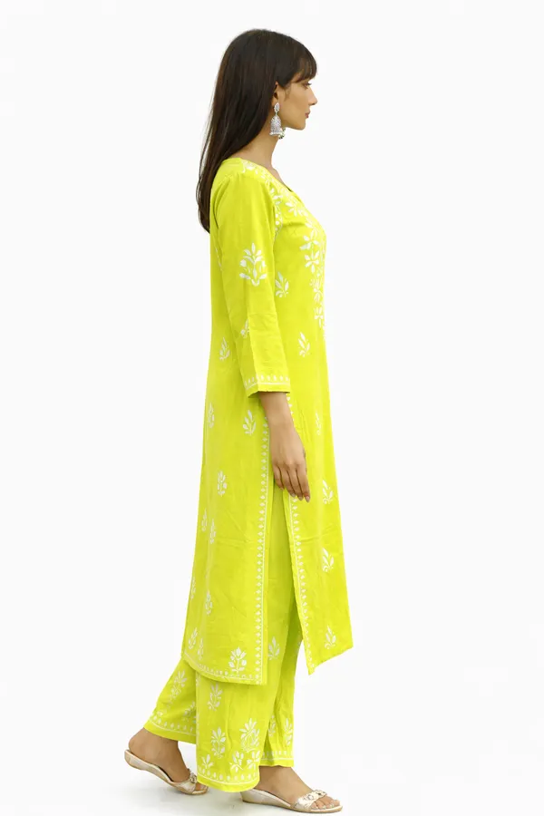 Parrot_Premium_Chikankari_modal__suit_With_Thread_Work_For_Women
