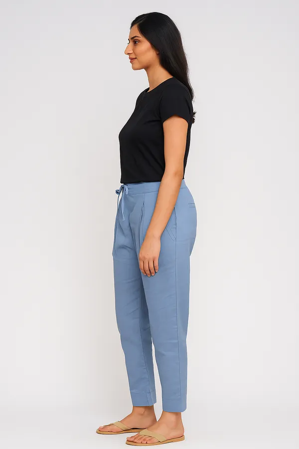 Sky_Blue_Cotton_Kurti_Trouser_Daily_Wear_For_Women