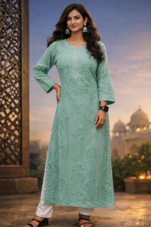 Dark_Grey_Premium_Chikankari_Modal_Kurti_Kurti_With_Thread_Work_For_Women