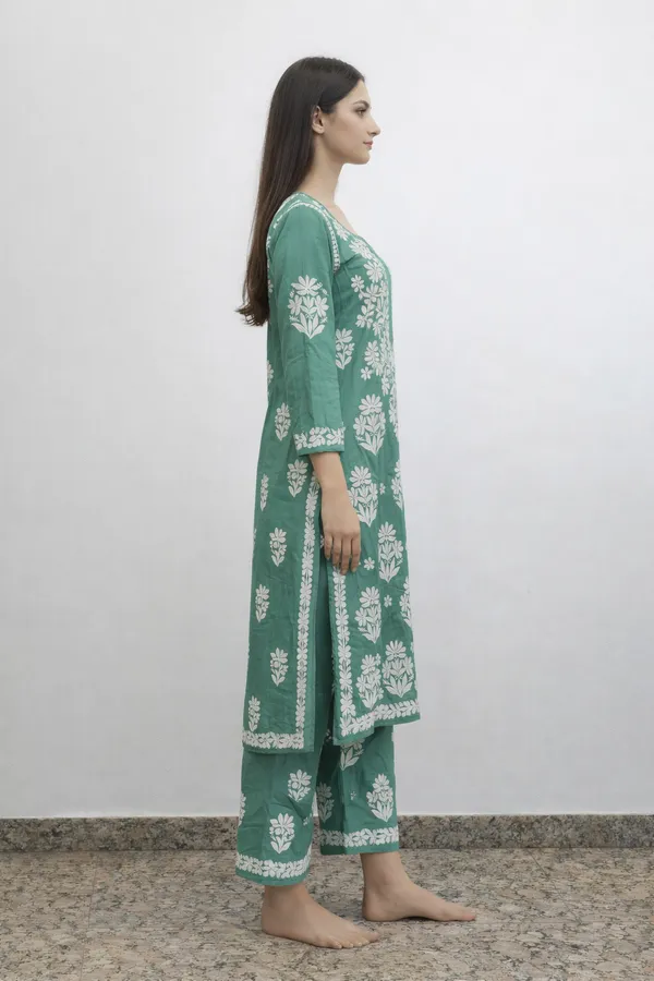 Green_Premium_Chikankari_Cotton_suit_With_Thread_Work_For_Women