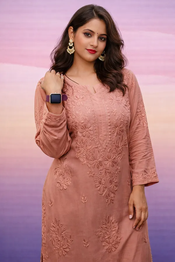 Brown_Premium_Chikankari_Modal_Kurti_With_Thread_Work_For_Women