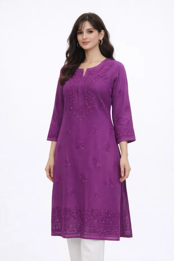 Light_Parpal_Premium_Chikankari_Modal__Kurti_With_Thread_Work_For_Women