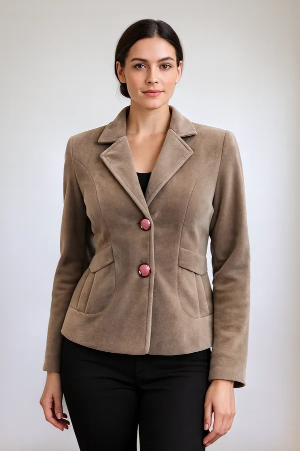 Light_Brown_Short_Velvette_Blazer_For_Women_Every_Occasion
