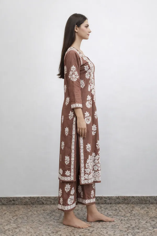 Broun_Premium_Chikankari_Modal_suit_With_Thread_Work_For_Women