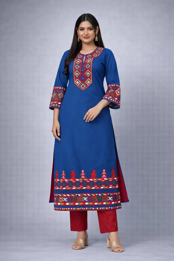 Blue_Winter_Kashmiri_Pheran_Kurti_For_Women