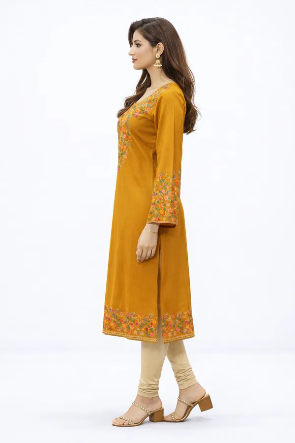 YELLOW_WINTER_KASHMIRI_PHERAN_KURTI_