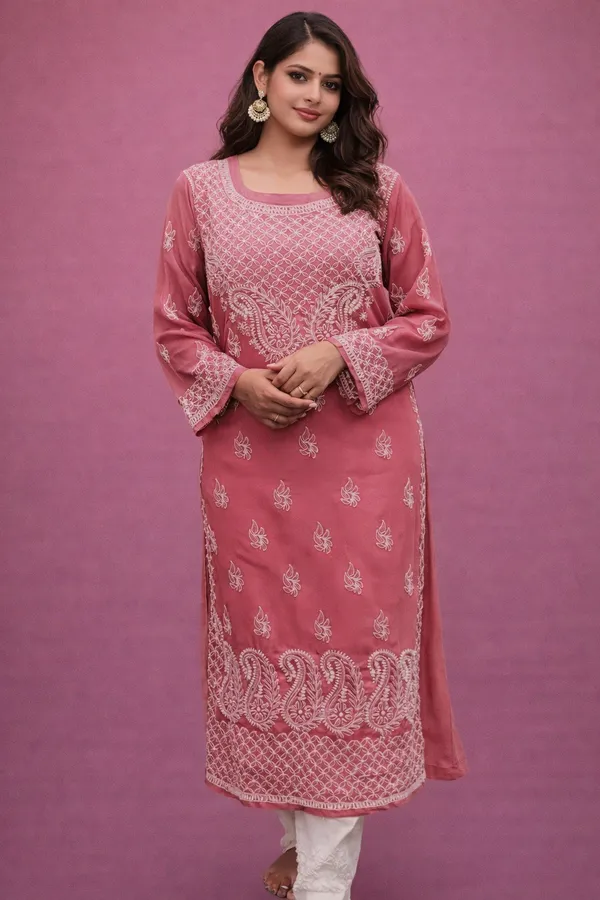 Pink_Premium_Chikankari_Georgette_Kurti_With_Thread_Work_For_Women