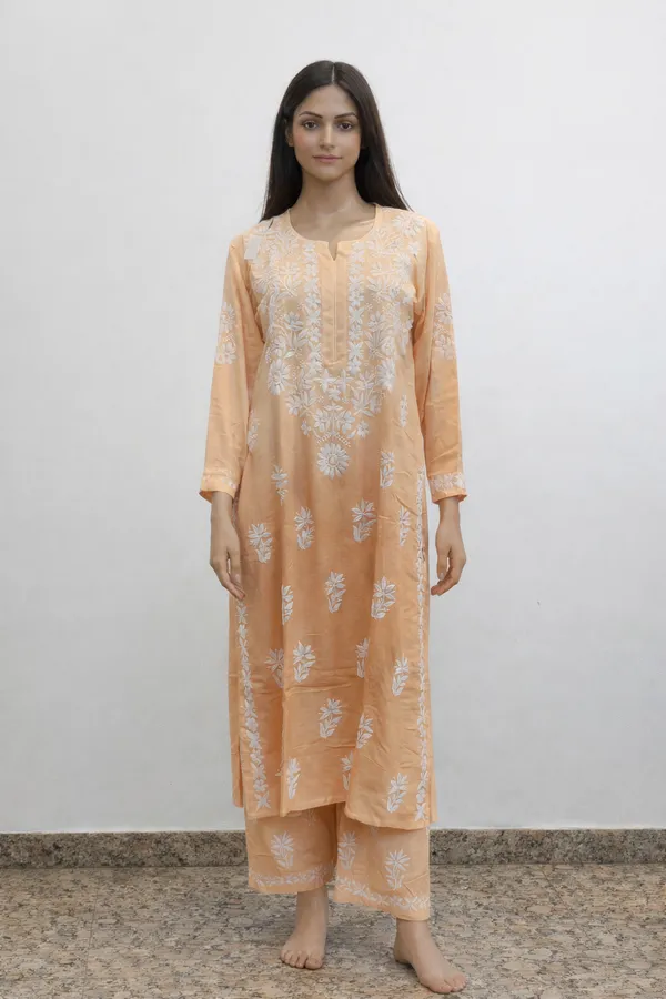 Peach__Premium_Chikankari_Modal_Kurti_With_Thread_Work_For_Women