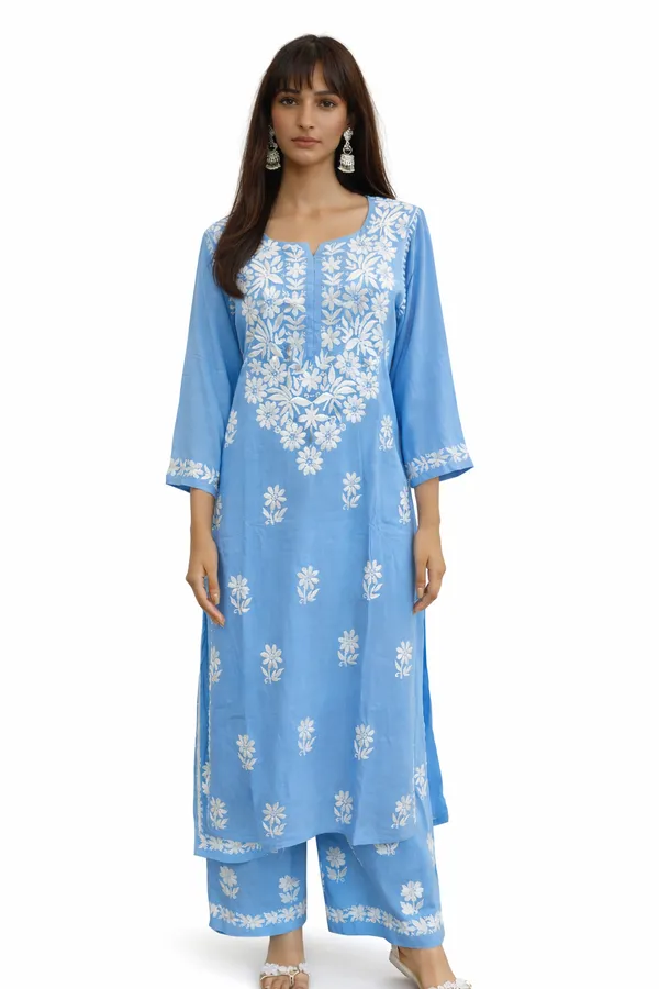 sky_blue_&_White_Premium_Chikankari_modal_suit_For_Women