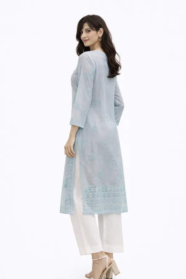 Light_blue_chikankari_kurti_tissue_work_for_women_