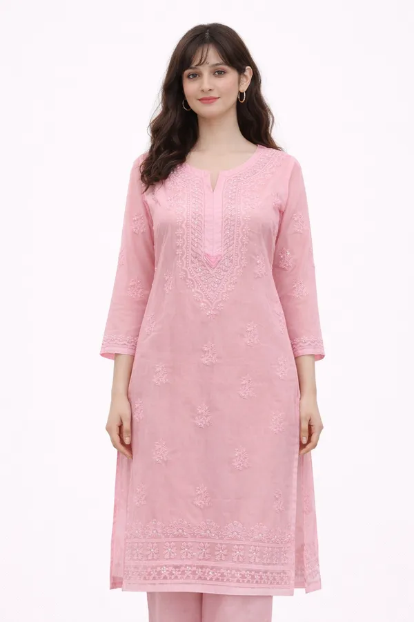 Light_peach__chikankari_kurti_tissue_work_for_women_