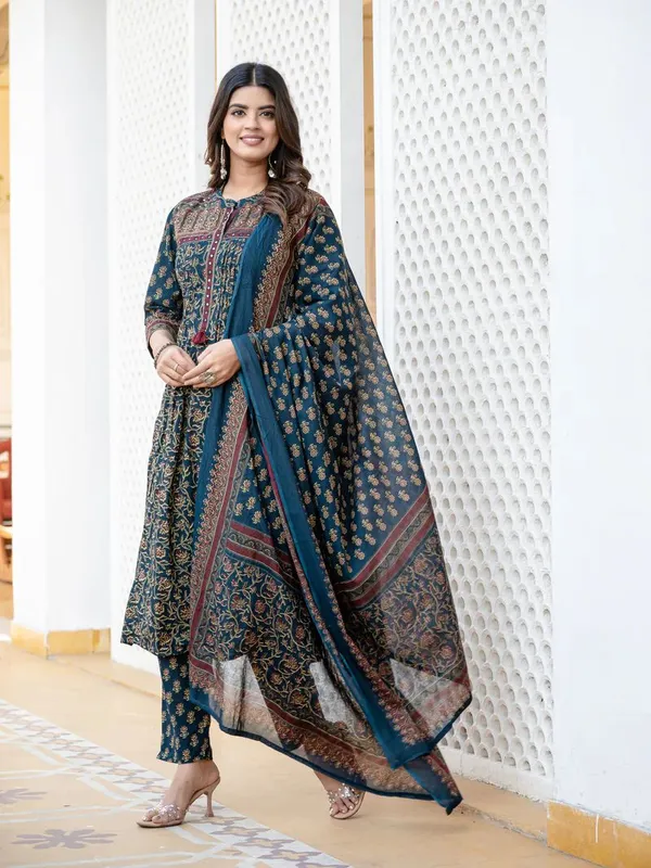 Blue_Pintuck_set_kurti_with_pant_and_duppata-3ps_set