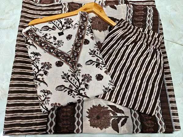 Poorvi's_Brown_Cotton_Kurta_Set