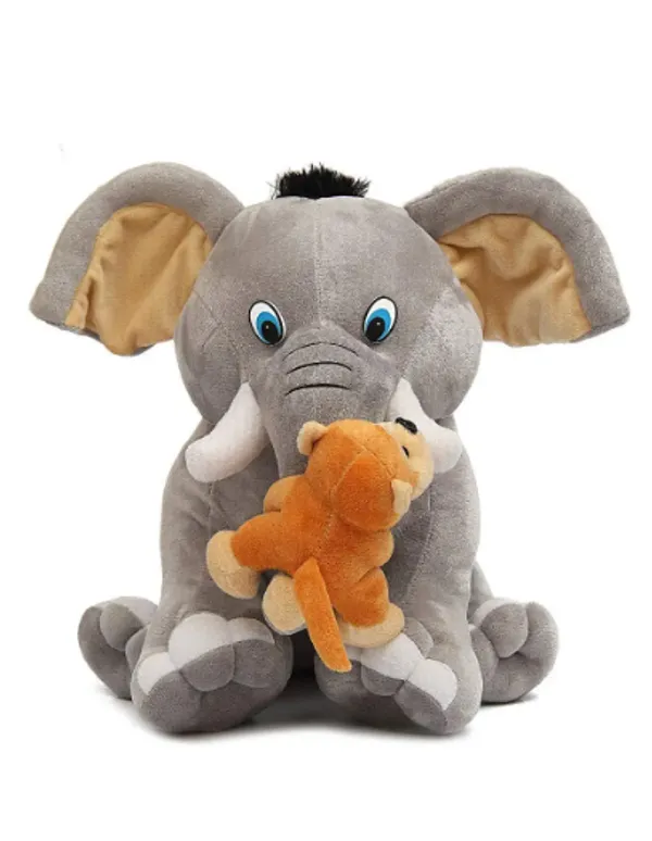 Grey_Baby_Elephant_with_Monkey_Soft_Toy_35cm_for_Kids