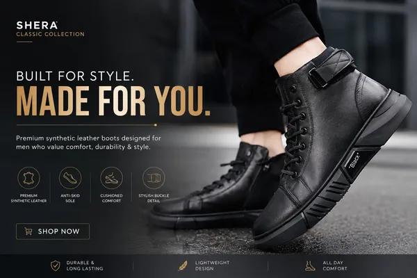1020_Black_Syntethic_Leather_Boot_For_Men_1020