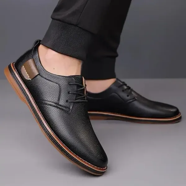 SHERA 113 Black Synthetic Leather Men's Casual Shoes - Image 1