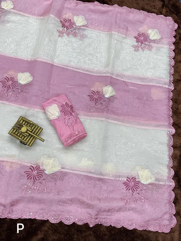 Pink_Crystal_Organza_Premium_Embroidered_Work_Saree_For_Women