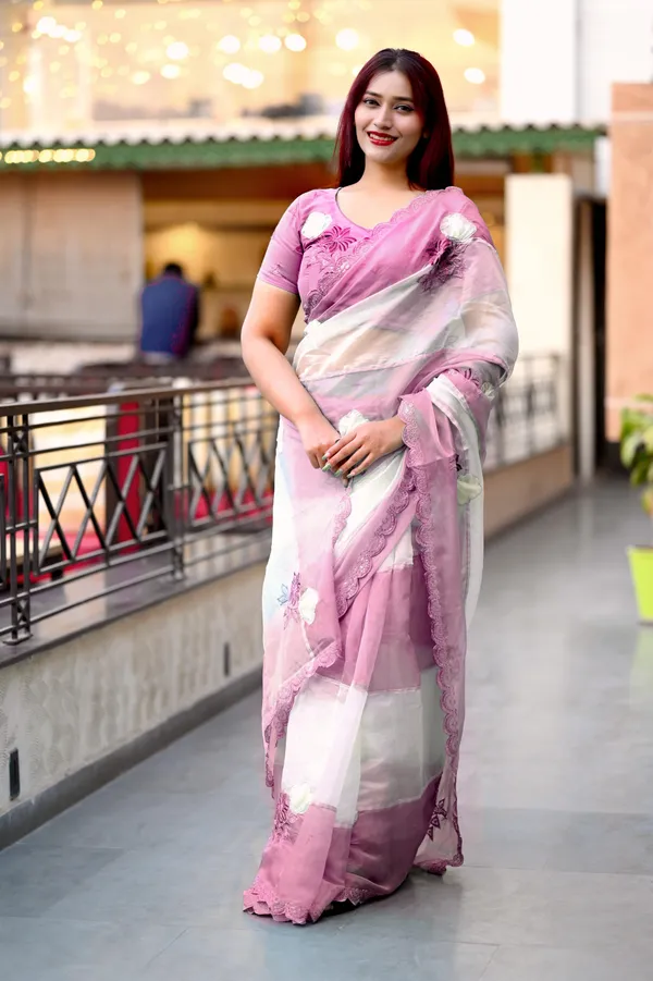 Pink_Crystal_Organza_Premium_Embroidered_Work_Saree_For_Women