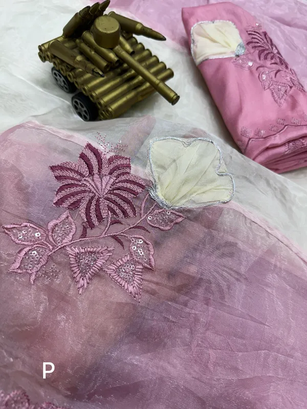 Pink_Crystal_Organza_Premium_Embroidered_Work_Saree_For_Women