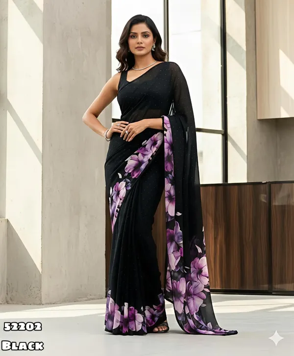 Black_georgette_Premium_Digital_Print_For_Women