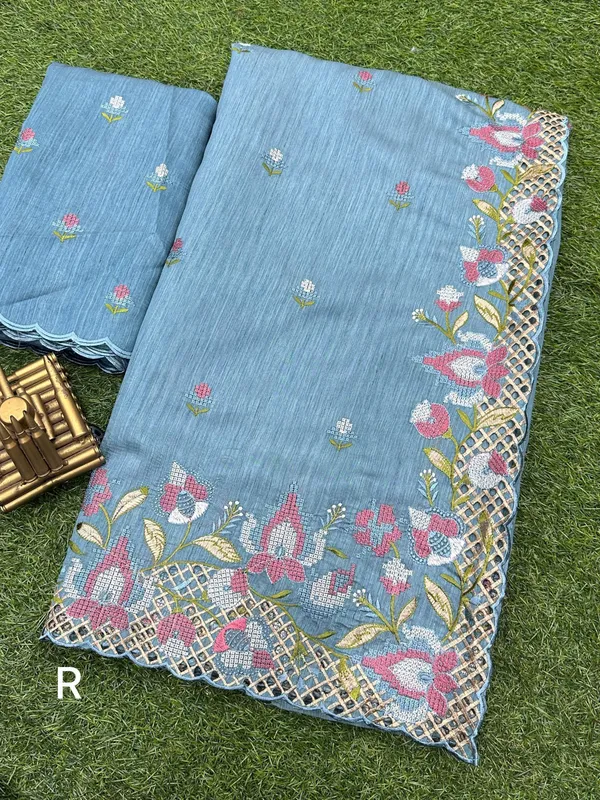 Light_Blue_Visca_Slub_Silk_Premium_Embroidered_Work_Saree_For_Women
