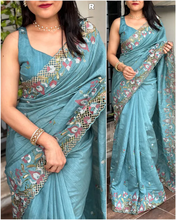 Light_Blue_Visca_Slub_Silk_Premium_Embroidered_Work_Saree_For_Women
