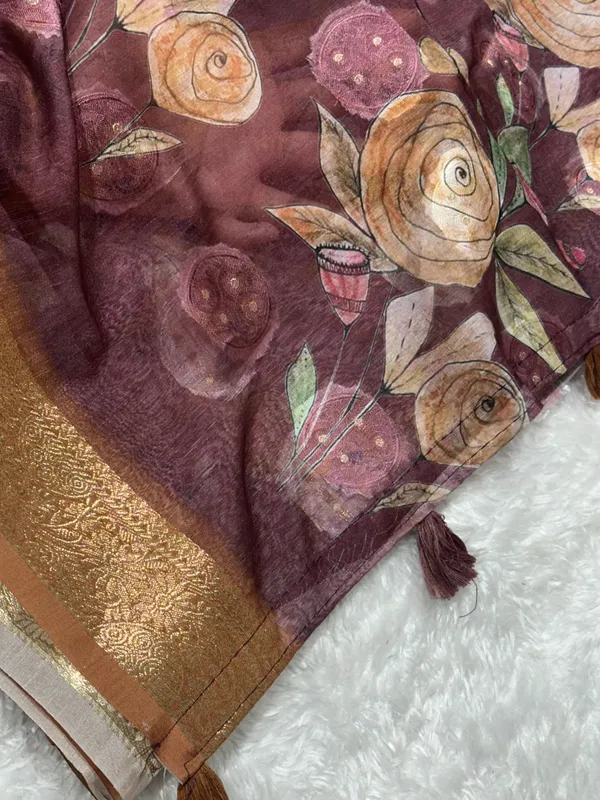 Violet_Pure_cotton_jacquard_Digital_Print_Saree_With_Unstitched_Blouse_For_Women
