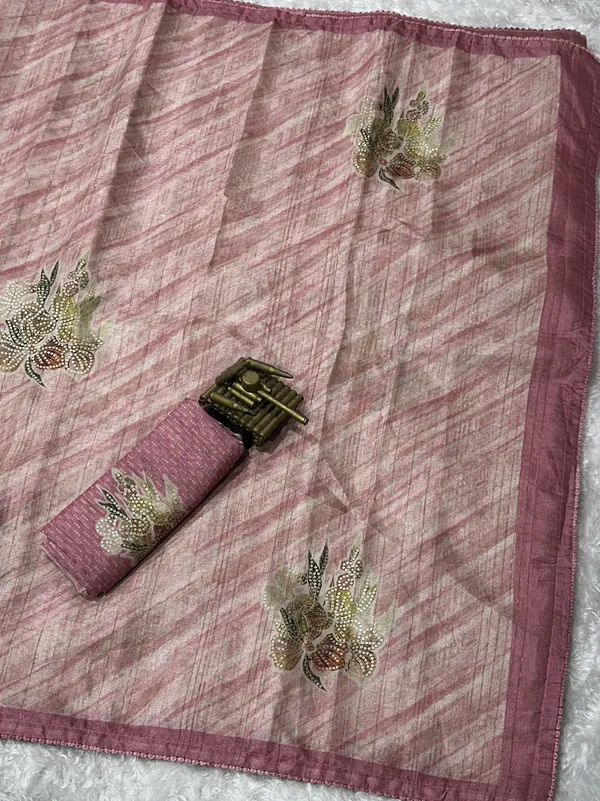 Pink_Pure_tusser_linen_Digital_Print_Saree_With_Unstitched_Blouse_For_Women
