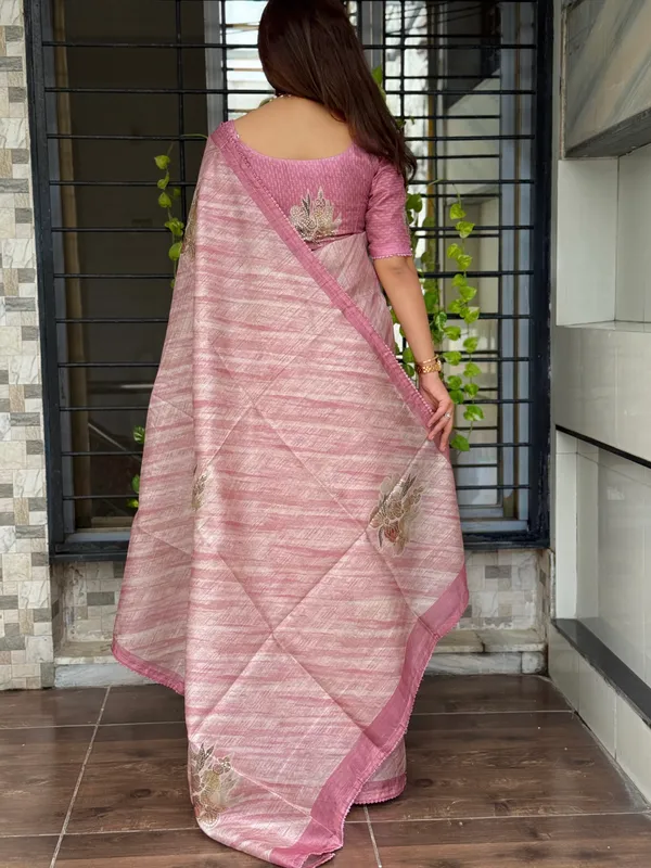 Pink_Pure_tusser_linen_Digital_Print_Saree_With_Unstitched_Blouse_For_Women