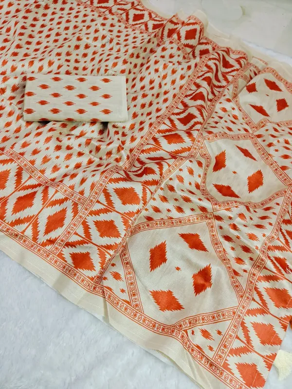 Orange_ikkat_siIK_Premium_Digital_Print_For_Women