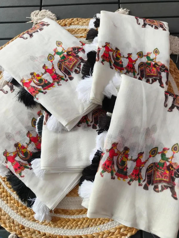 White_Linen_Premium_Digital_Print_Saree_For_Women