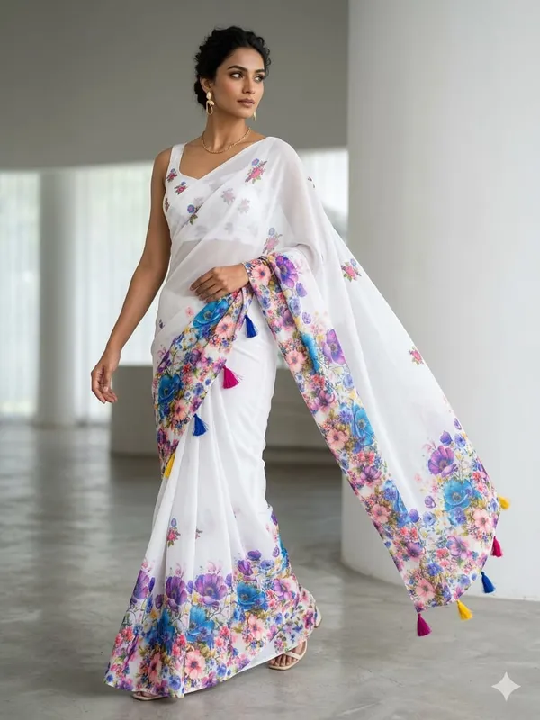 Purple_organza_saree_Premium_Flora_Digital_Print_For_Women