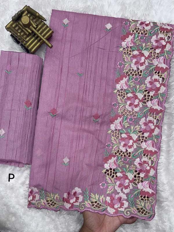 Lavender_Visca_Slub_Silk_Premium_Embroidered_Work_Saree_For_Women
