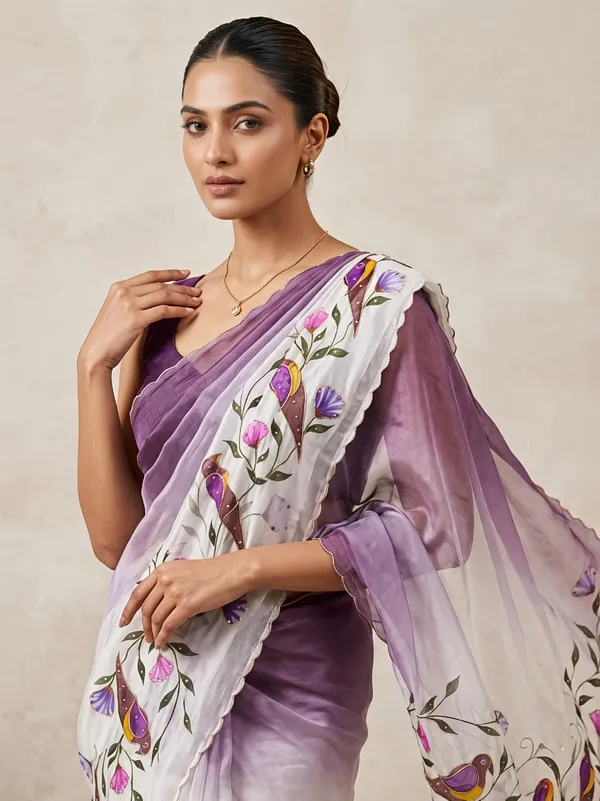 Purple_Linen_Premium_kalamkari_print_For_Women