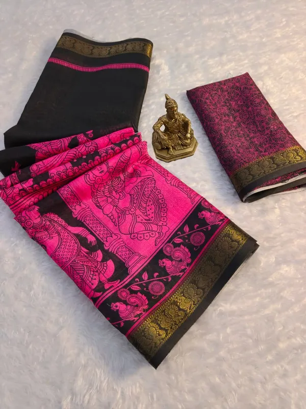 Pink_mull_mull_cotton_Premium_kalamkari_print_For_Women